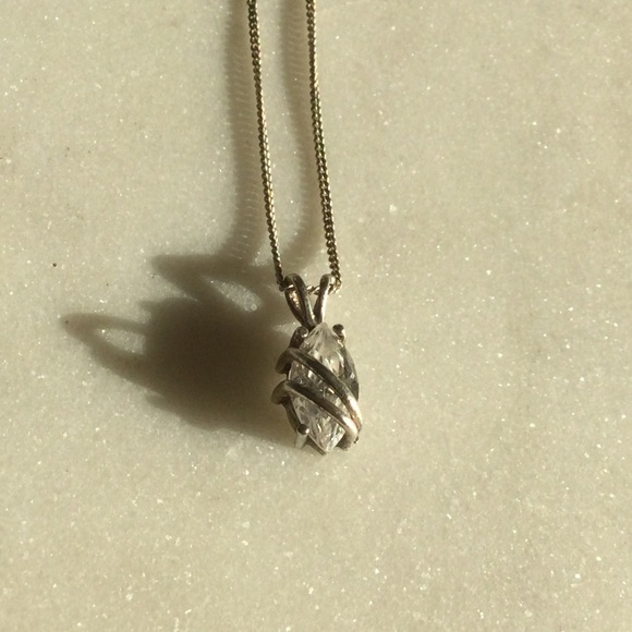 Vintage Sterling Silver Cubic Zirconia Necklace - Picture 1 of 4